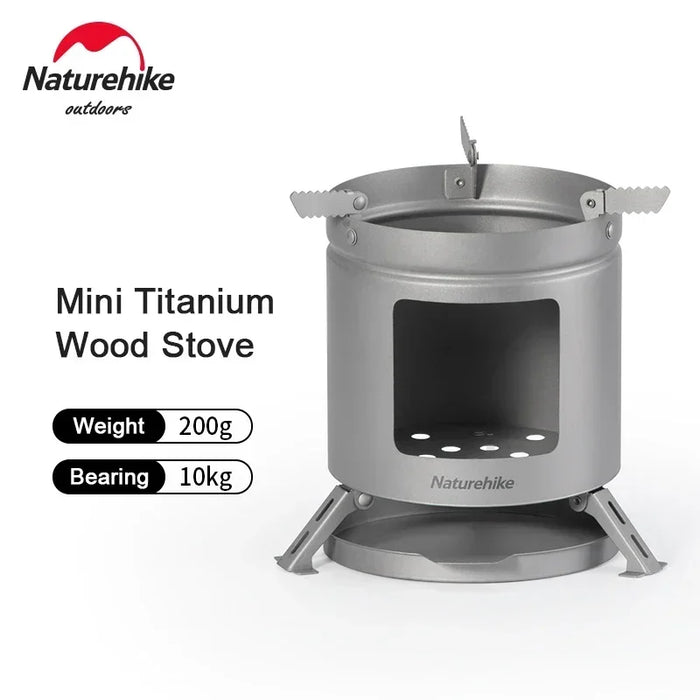 Mini Titanium Firewood Stove, Lightweight Portable Outdoor Burning Stove, 16cm