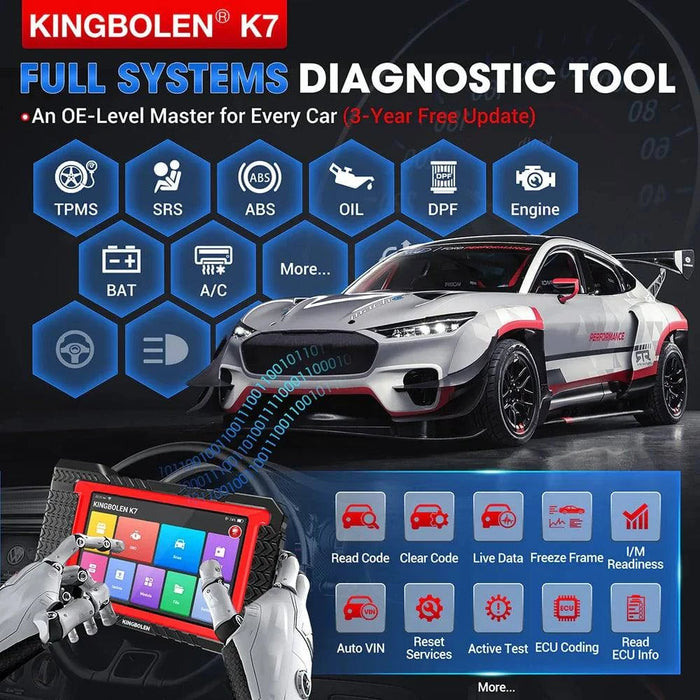 Diagnostic tool with all-system diagnostics, ECU coding, and 28 reset functions
