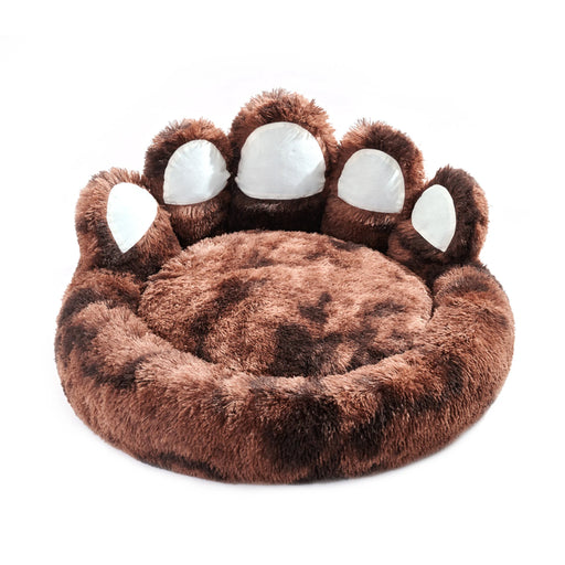 Soft and fluffy plush fabric paw-shaped pet bed for dogs
