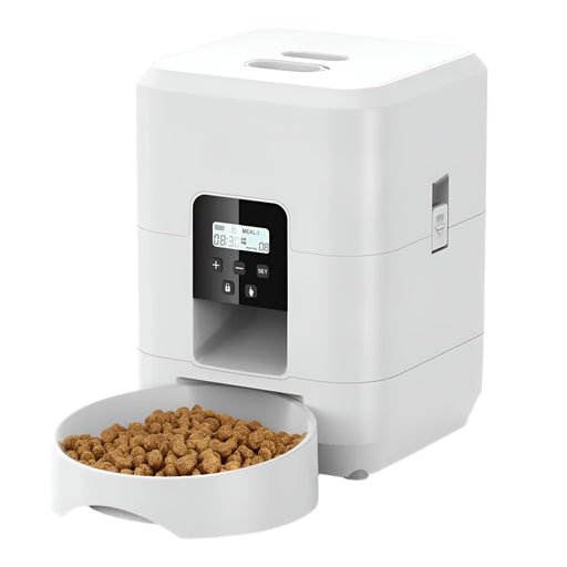 2L Smart Automatic Cat Feeder – White, Battery-Powered Pet Food Dispenser