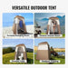 Portable camping shower tent with privacy and dimensions of 168cm x 168cm x 220cm