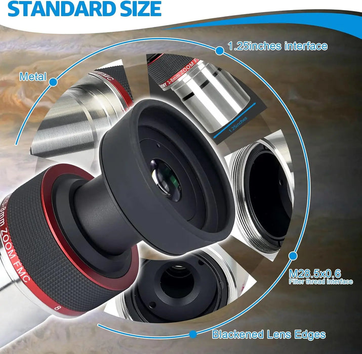 1.25" Zoom Eyepiece 3–8mm for Planetary Viewing