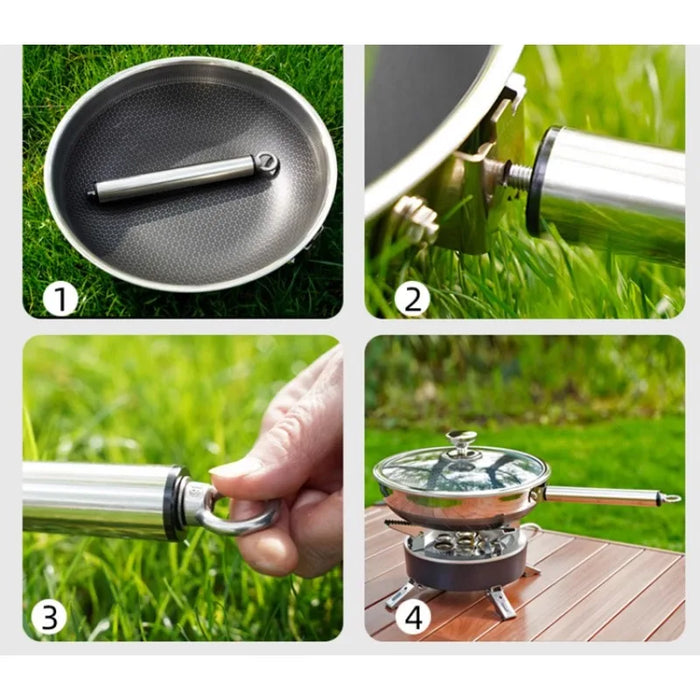 Outdoor Non-Stick Frying Pan, Folding Handle, 28CM