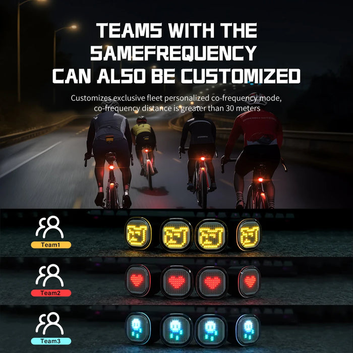 Bicycle Taillights 2PCS Black with 140 LED Braking Sensor and Bluetooth