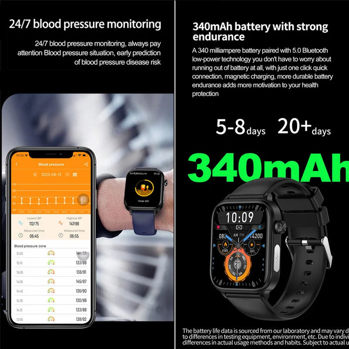 1.96” AMOLED Smartwatch with ECG and Blood Sugar Monitor