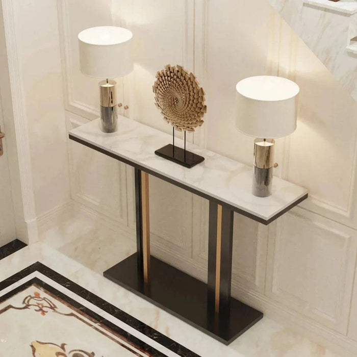 Modern minimalist marble console table for entryway or living room
