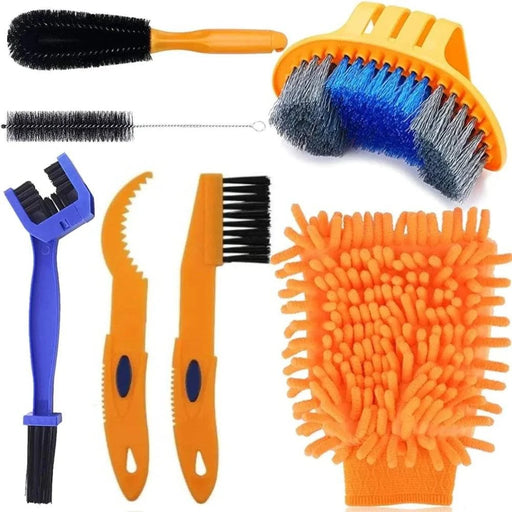 Premium bike cleaning brush kit with 7 essential brushes for efficient maintenance
