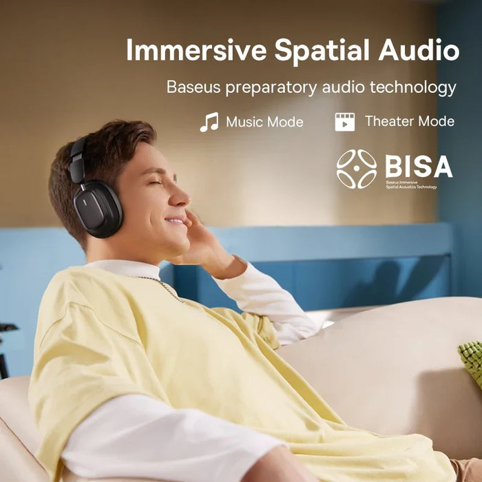 White Bluetooth 5.3 Headphones with Noise Cancellation and Dual Mode