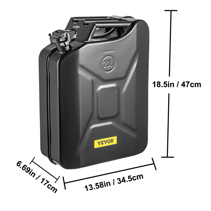 Two green 20L fuel can steel petrol tanks with rustproof, heat-resistant, flexible spouts