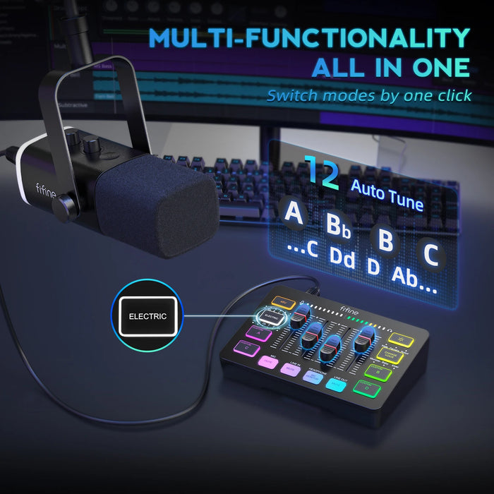 Streaming Studio Kit with RGB Audio Mixer and Cardioid Mic