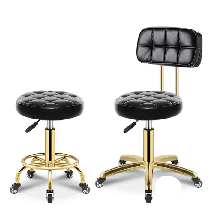 Modern Salon Chair with Wheels Adjustable Height and Thick Padding for Barber Shops