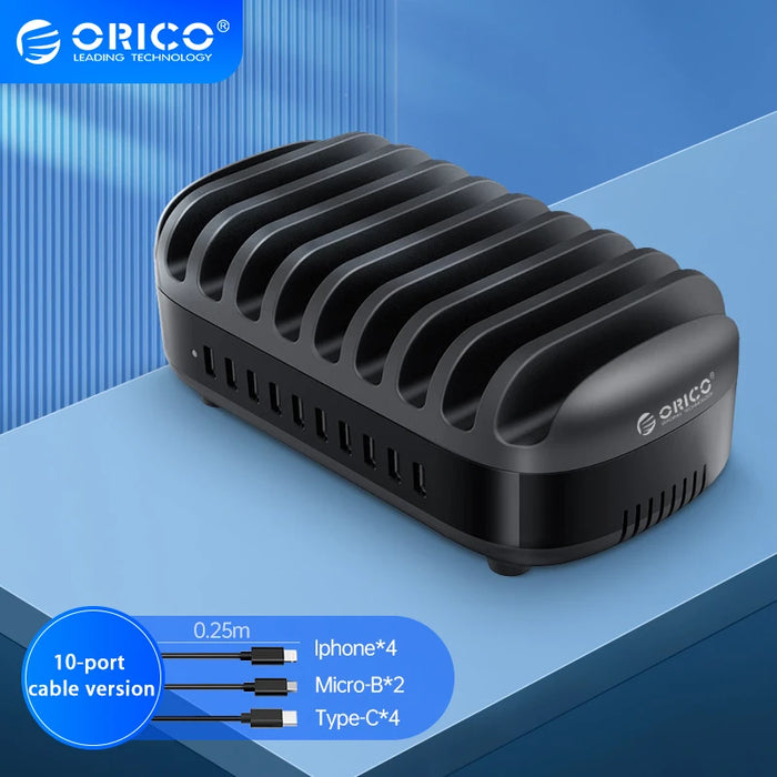 10-Port USB Charging Station with Stand and Cooling Fan