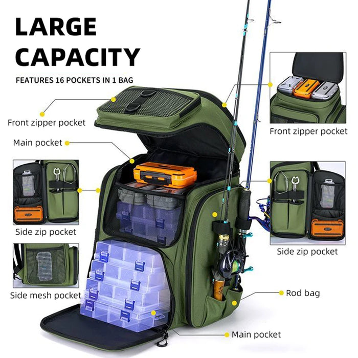 Multi-Pocket Outdoor Fishing Gear Backpack
