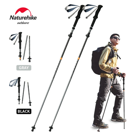 Trekking poles black 115-135cm carbon fiber folding hiking walking sticks for outdoor adventures