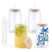Set of four 473 ml sublimation tumblers with bamboo lids