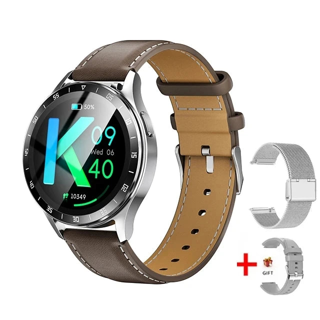 2-in-1 Smartwatch with TWS Earbuds, 1.32" AMOLED, Bluetooth Calls – Brown White