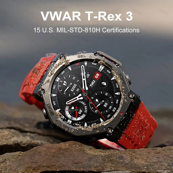 5ATM Waterproof T-Rex 3 Smartwatch with GPS & Compass