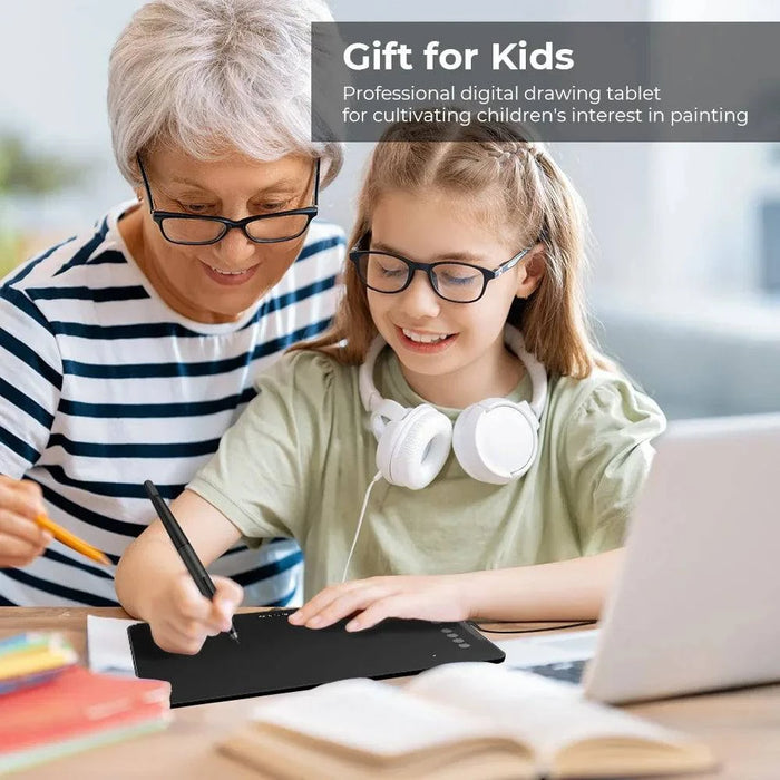 25-Cm Drawing Tablet with 8 Shortcut Keys, Tilt Support, and 8192 Pressure Levels (01V2-Green) - FLUXA