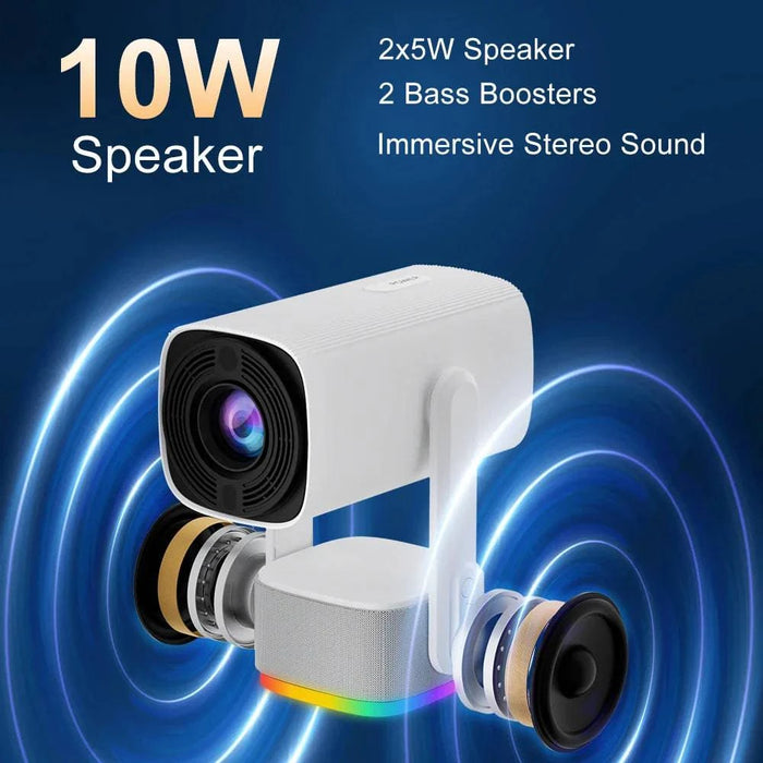 4K Smart Projector with Android 11, Built-in Battery, Bluetooth Speaker, WiFi, Auto Focus (AU Plug) - FLUXA