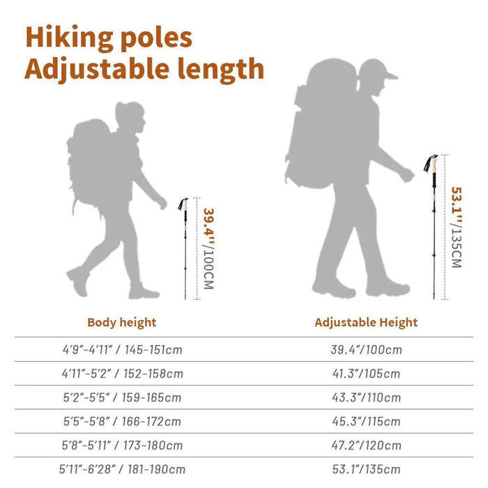 Portable Carbon Fiber Trekking Poles with compact design for easy storage