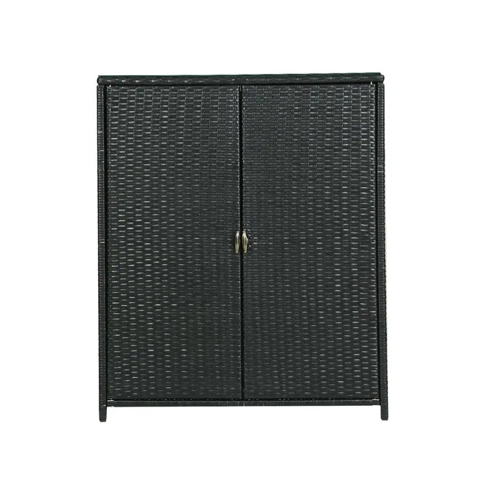 2-in-1 Outdoor Wicker Storage Chest with Shelving