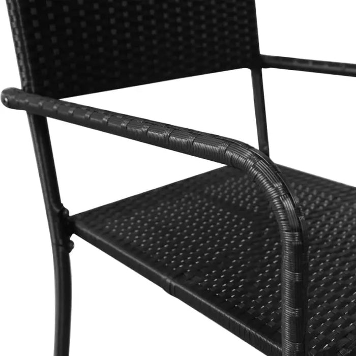 Outdoor Dining Chairs 4 Pack Black Poly Rattan, Stackable Space-Saving Design with Steel Frame