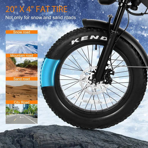 Long-Lasting 48V 15AH Lithium Battery Electric Bike 500W Motor, 48V 15AH, Fat Tire, 7-Speed, Double Suspension & Hydraulic Brakes