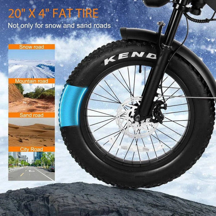 Long-Lasting 48V 15AH Lithium Battery Electric Bike 500W Motor, 48V 15AH, Fat Tire, 7-Speed, Double Suspension & Hydraulic Brakes