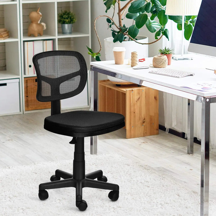 Compact Armless Desk Chair Height Adjustable, Breathable Mesh, Ergonomic Low Back Design