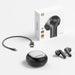 Water droplets splashing on White Air5 Lite Bluetooth V54 Earbuds 13mm Driver IPX5 Waterproof LDAC Hi-Res Audio Multipoint Pairing earbuds to show waterproof feature