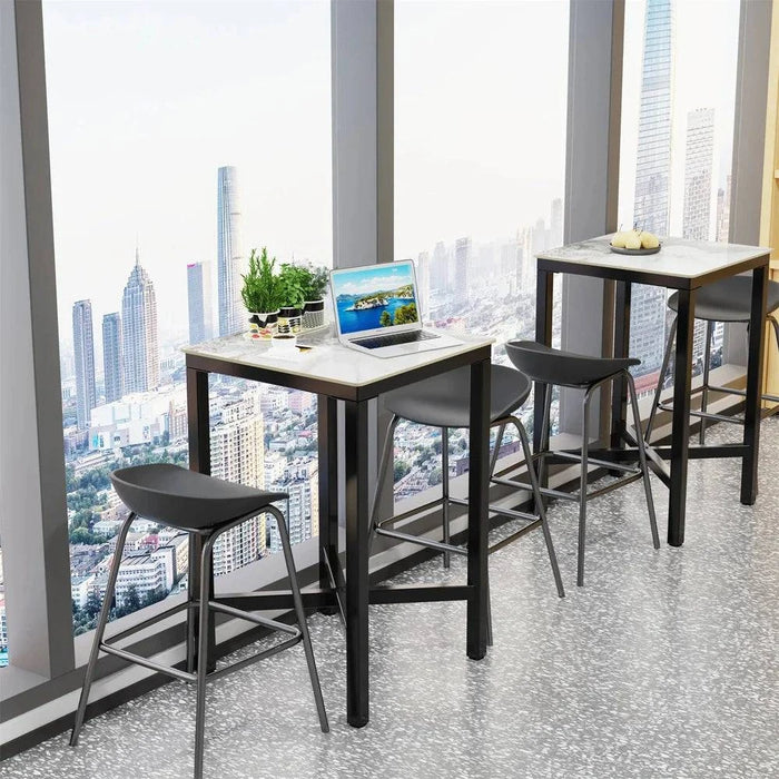 Sturdy Metal Base X-Shape Bar Table for Business Offices and Home Bars
