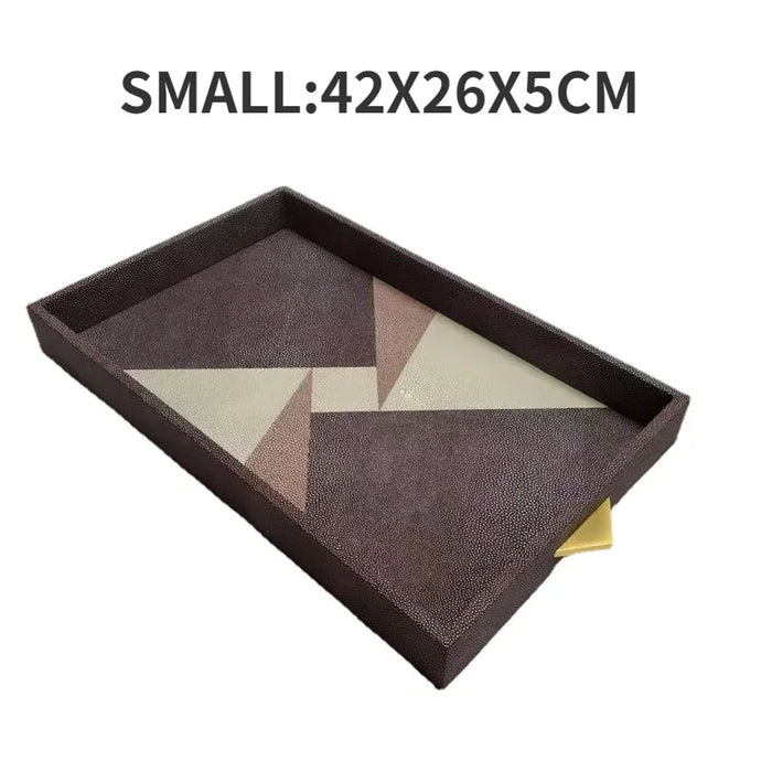 Decorative Leather Storage Tray with Handles for Dressing Table