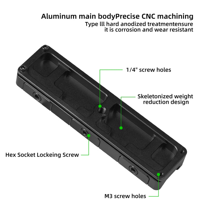 Picatinny Arca-Swiss Rail Plate | CNC Aluminum Tripod Adapter, FGP-150