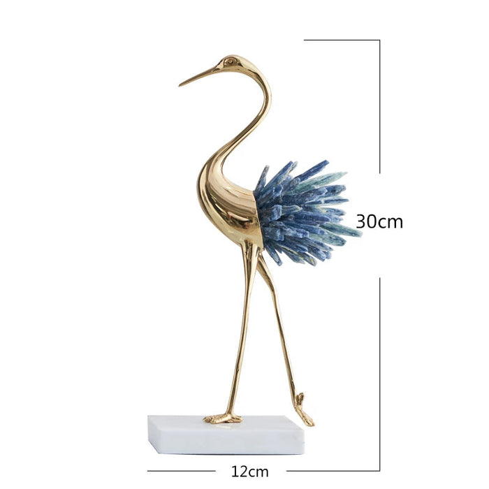 Brass Swan with Crystal Tail – Elegant Interior Decor Piece