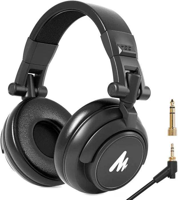 Professional Studio Monitor Headphones, 50mm Driver, Detachable Cable, MH601, Black