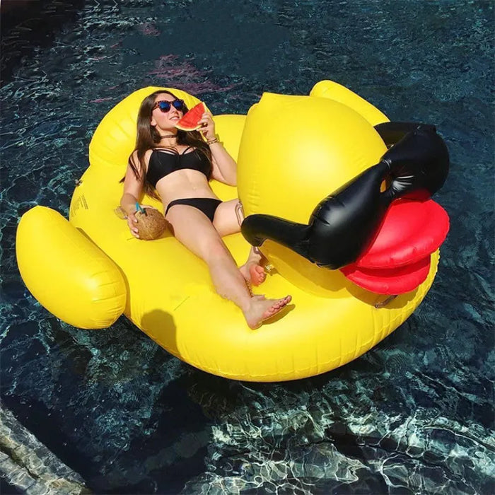 Includes 1 x Inflatable Yellow Duck Floating Bed, 1 x Repair Patch, 1 x User Manual