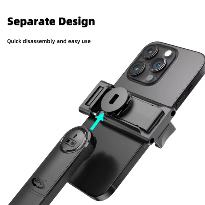 3-Axis Selfie Stick Gimbal Stabilizer for Smartphone with Bluetooth Remote Black with 2 Lights