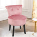 Crushed velvet pink vanity stool with backrest for dressing table