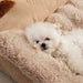 Stylish brown pet bed basket with removable and washable blanket