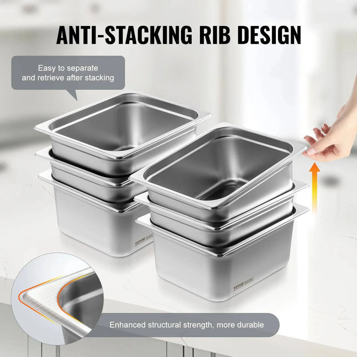  Rust-Resistant and Easy to Clean 1/2 Size Food Pans 