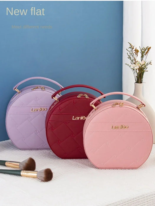 Premium Rhombus Makeup Storage Box Portable Cosmetic Bag with Mirror, Travel-Friendly