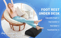 Adjustable memory foam foot rest under desk providing ergonomic support