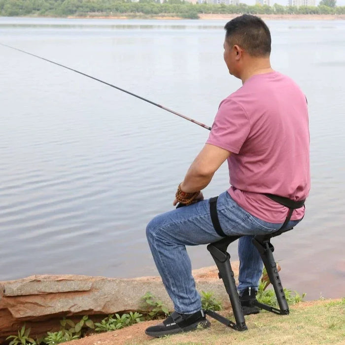 Wearable Folding Exoskeleton Chair for Outdoor & Fishing, Black