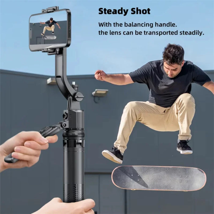 3-Axis Selfie Stick Gimbal Stabilizer for Smartphone with Bluetooth Remote Black with 2 Lights
