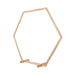 Hexagonal wooden wedding ceremony arch with flower garland in natural wood color