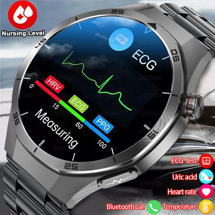 Waterproof ECG Smartwatch with Body Fat & Heart Rate Tracking Black-Mesh-Belt-2