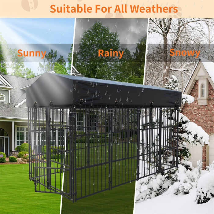 Large Dog Kennel Pet Welded Metal Playpen, Outdoor/Indoor Animal Cage - S outdoor dog kennel with durable welded metal construction