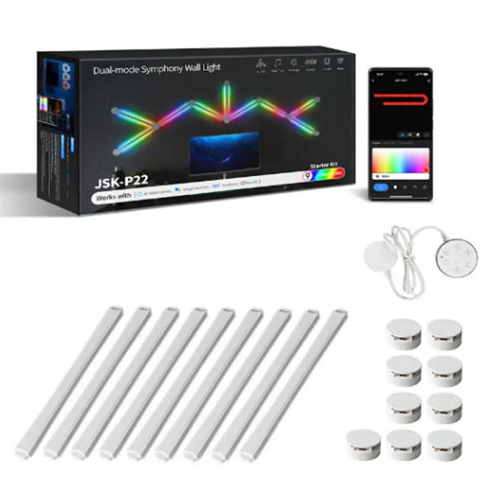  Package includes RGB smart wall light, USB cable, installation accessories, and user manual