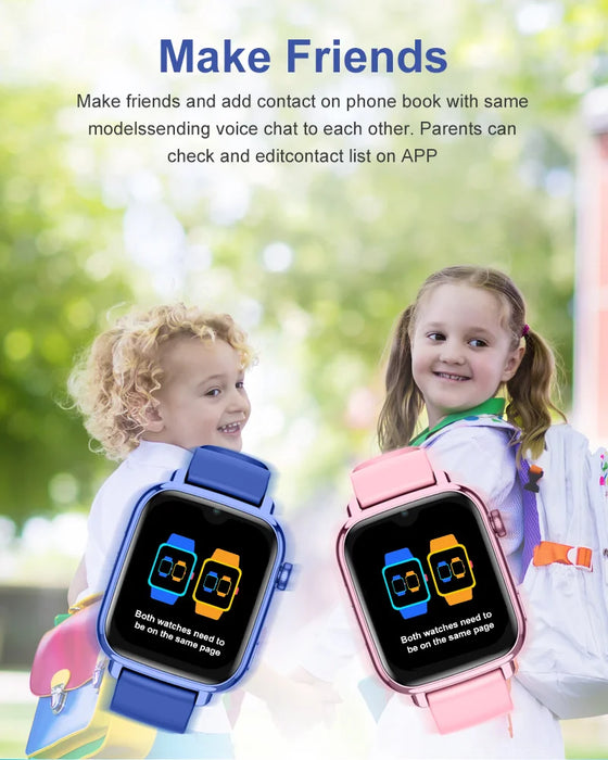 Waterproof Pink Smartwatch for Kids with Video Calling Support