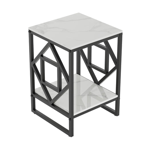 Modern White Marble Side Table 40x40x58cm for Living Room